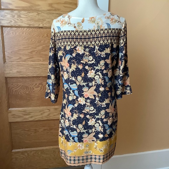 DESIGUAL Black/Gold Paula Floral Dress Size 40 - Picture 4 of 15